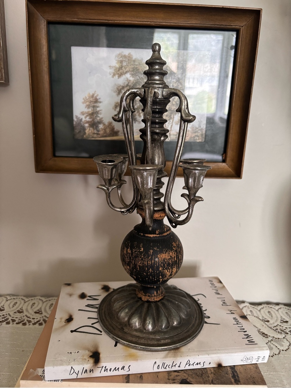 MAKE AN OFFER! Vintage 5-Light Baroque Candelabra – Wood & Metal – 12”